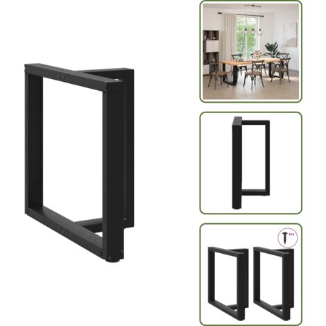The Living Store Patas para mesa de comedor en forma de T (2 unidades), color negro, 70 x 35 x (72-73) cm, acero - Patas en forma de T