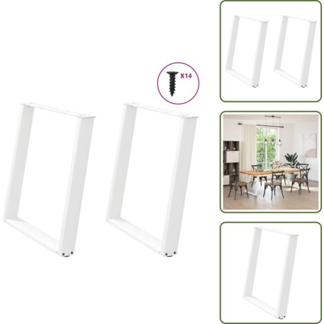 The Living Store Patas para mesa de comedor en forma de U (2 unidades), color blanco, 70 x (72-73) cm, acero - Soporte para mesa
