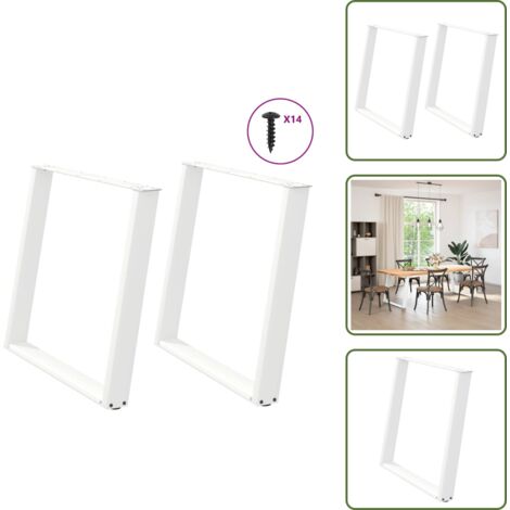 The Living Store Patas para mesa de comedor en forma de U (2 unidades), color blanco, 90 x (72-73) cm, acero - Soporte para mesa