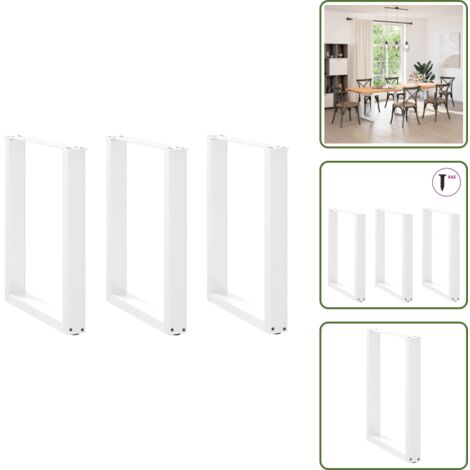 The Living Store Patas para mesa de comedor en forma de U (3 unidades), color blanco, 70 x (72-73) cm, acero - Patas en forma de U