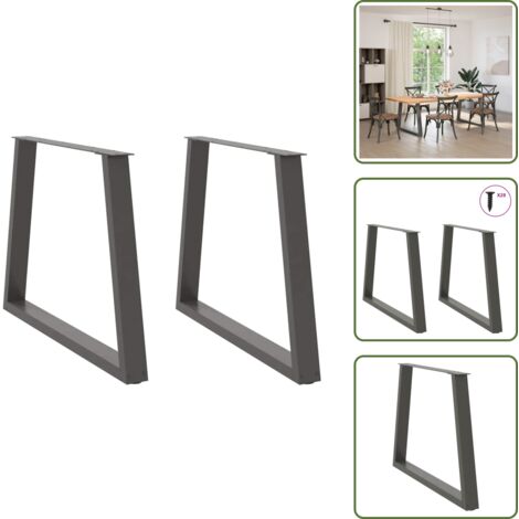 The Living Store Patas para mesa de comedor en forma de V (2 unidades), antracita, 100 x (72-73,3) cm, acero - Patas en forma de V