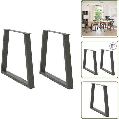 The Living Store Patas para mesa de comedor en forma de V (2 unidades), antracita, 80 x (72-73,3) cm, acero - Patas en forma de V