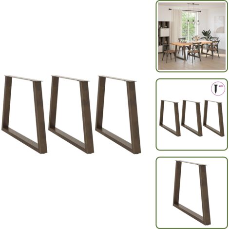 The Living Store Patas para mesa de comedor en forma de V (3 unidades, acero natural, 90 x 72-73,3 cm) - Soporte para mesa