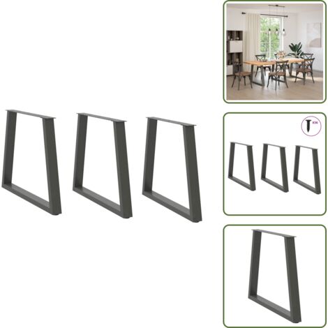 The Living Store Patas para mesa de comedor en forma de V (3 unidades), antracita, 70 x (72-73,3) cm, acero - Patas en forma de V