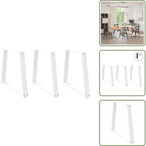 The Living Store Patas para mesa de comedor en forma de V (3 unidades), color blanco, 70 x (72-73,3) cm, acero - Patas en forma de V