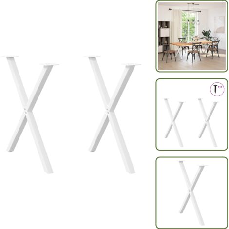The Living Store Patas para mesa de comedor en forma de X (2 unidades), color blanco, 80 x (72-73) cm, acero - Patas en forma de X