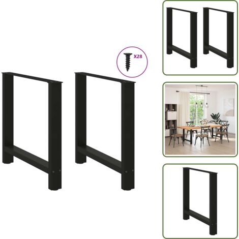 The Living Store Patas para mesa de comedor negras (2 unidades, 70 x 72-73 cm, acero) - Patas de mesa