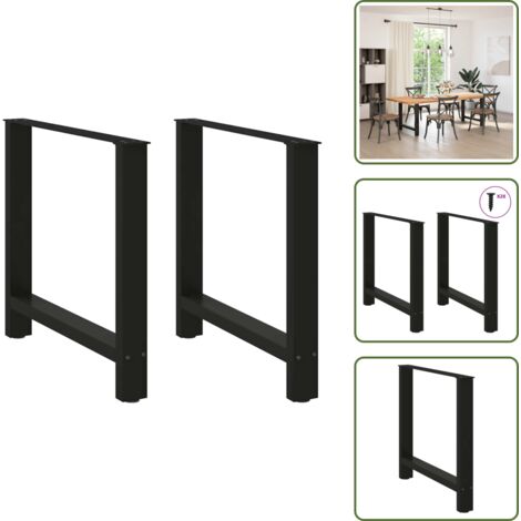 The Living Store Patas para mesa de comedor negras (2 unidades, 80 x 72-73 cm, acero) - Patas de mesa