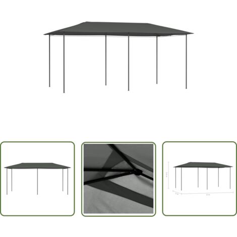 The Living Store Pavillon 2,98x5,3x2,59 m Grau 160 g/m² - Pavillon - Gartenpavillon - Sonnensegel - Außengarten - Grillparty
