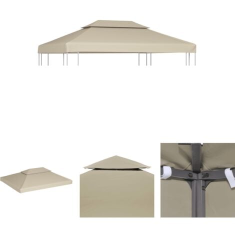 The Living Store Pavillon-Dachplane Ersatzdach 310 g/m² Beige 3×4 m -  Dächer für Pavillions