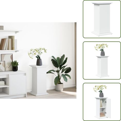 The Living Store Pedestal expositor con almacenaje madera blanco 31x30x60 cm - Almacenamiento