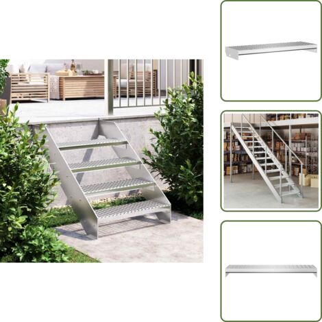The Living Store Peldaño de rejilla acero galvanizado 70x24x7 cm - Escalera de acero