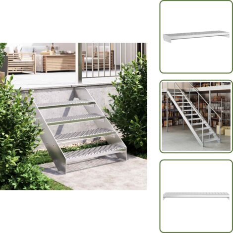The Living Store Peldaño de rejilla acero galvanizado 80x24x7 cm - Escalera de acero