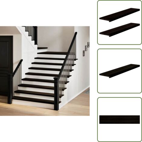 The Living Store Peldaños de escalera 2 uds madera maciza roble marrón oscuro - Peldaños de madera