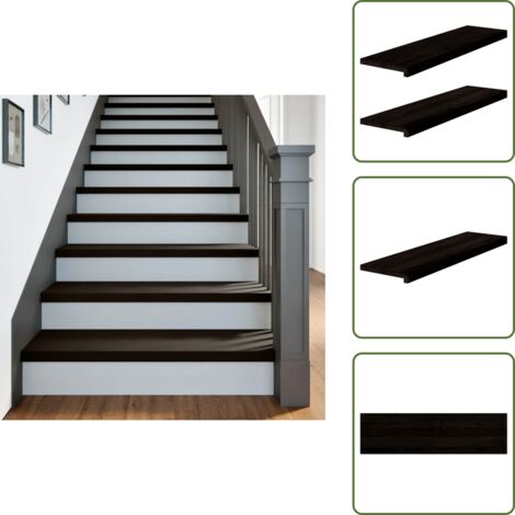 The Living Store Peldaños de escalera 2 uds madera maciza roble marrón oscuro - Peldaños de madera