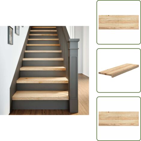 The Living Store Peldaños escalera 2 uds sin tratar 70x25x2 cm - Peldaños de madera