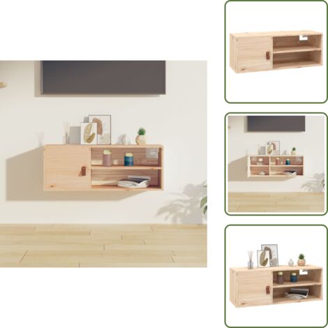 The Living Store Pensile 80x30x30 cm in Legno Massello di Pino - Mobile a parete
