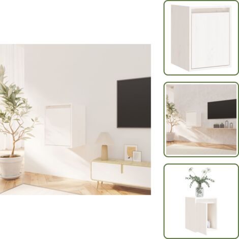 The Living Store Pensile Bianco 30x30x40 cm in Legno Massello di Pino - Mobile in legno