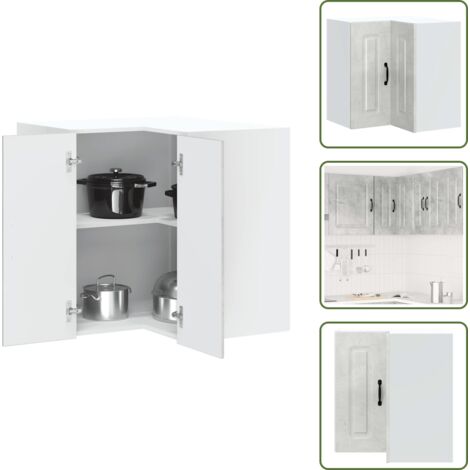The Living Store Pensile da Cucina ad Angolo Kalmar Grigio Cemento in Truciolato - Mobile da cucina