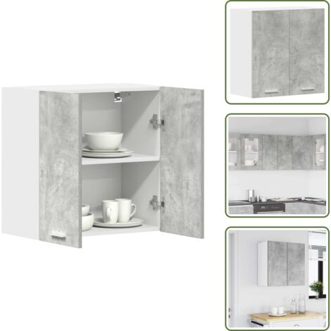 The Living Store Pensile da Cucina Grigio Cemento 60x31x60 cm Legno Multistrato - Credenza da parete