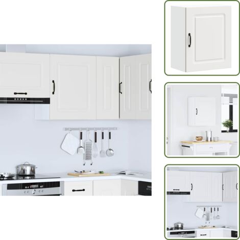 The Living Store Pensile da Cucina Kalmar Bianco in Legno Multistrato - Pensile da cucina