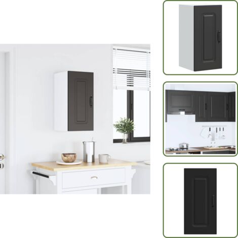 The Living Store Pensile da Cucina Kalmar Nero in Legno Multistrato - Pensile da cucina
