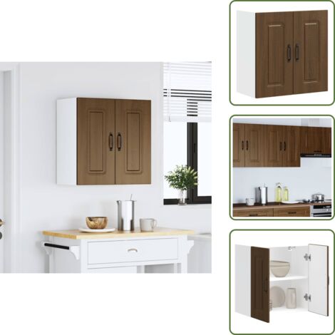 The Living Store Pensile da Cucina Kalmar Rovere Marrone in Legno Multistrato - Pensile da cucina