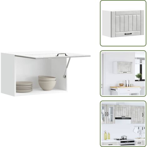 The Living Store Pensile da Cucina Lucca Grigio Cemento in Legno Multistrato - Armadio da parete