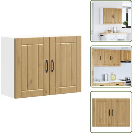 The Living Store Pensile da Cucina Lucca Rovere Artigianale in Legno Multistrato - Pensile da cucina