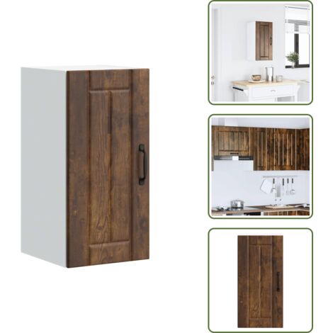 The Living Store Pensile da Cucina Lucca Rovere Fumo in Legno Multistrato - Armadio da cucina