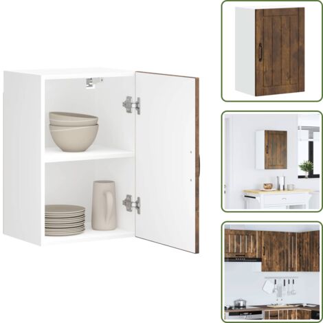 The Living Store Pensile da Cucina Lucca Rovere Fumo in Legno Multistrato - Armadio da cucina