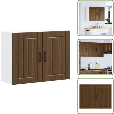 The Living Store Pensile da Cucina Lucca Rovere Marrone in Legno Multistrato - Pensile da cucina