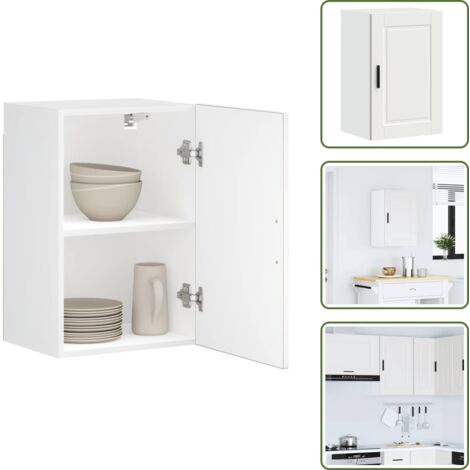 The Living Store Pensile da Cucina Porto Bianco in Legno Multistrato - Mobile da parete