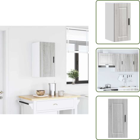 The Living Store Pensile da Cucina Porto Grigio Sonoma in Legno Multistrato - Mobile da parete