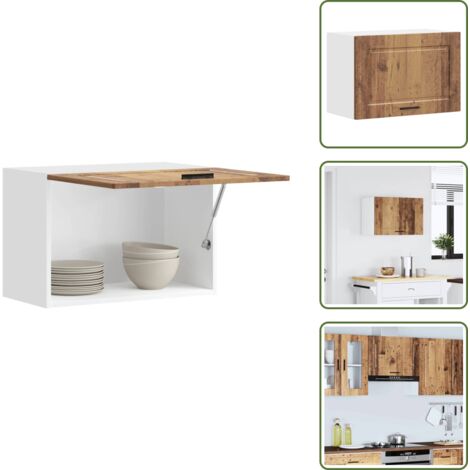 The Living Store Pensile da Cucina Porto Legno Vecchio in Legno Multistrato - Armadio da cucina