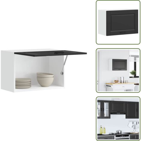 The Living Store Pensile da Cucina Porto Nero in Legno Multistrato - Armadio da cucina