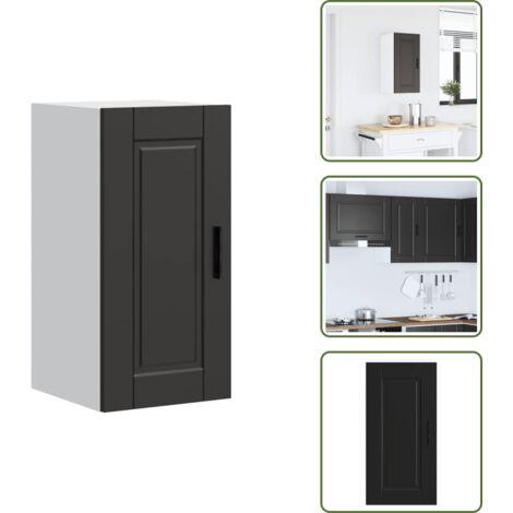 The Living Store Pensile da Cucina Porto Nero in Legno Multistrato - Mobile da parete