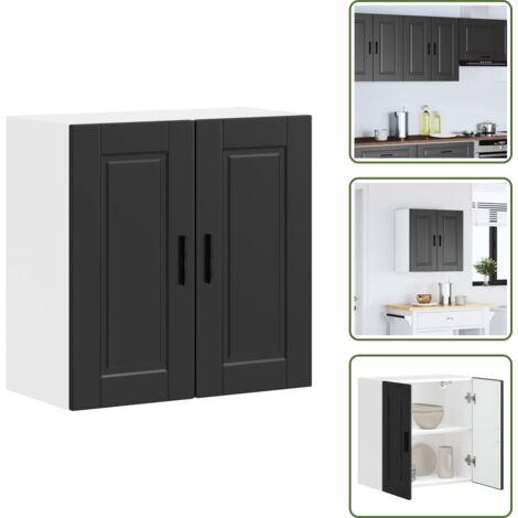 The Living Store Pensile da Cucina Porto Nero in Legno Multistrato - Pensile da cucina