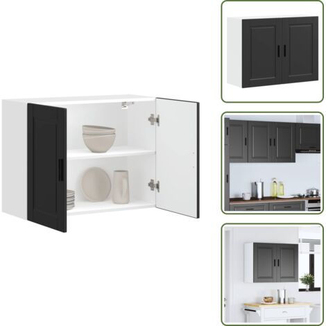 The Living Store Pensile da Cucina Porto Nero in Legno Multistrato - Pensile da cucina