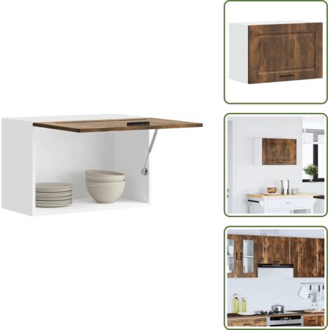 The Living Store Pensile da Cucina Porto Rovere Fumo in Legno Multistrato - Armadietto da cucina