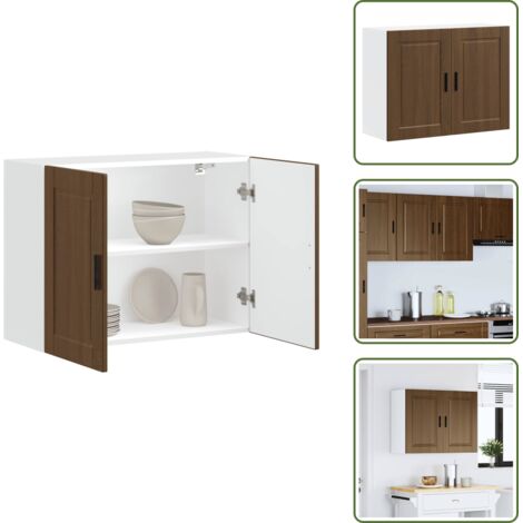 The Living Store Pensile da Cucina Porto Rovere Marrone in Legno Multistrato - Pensile da cucina