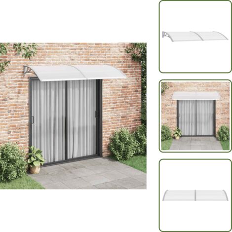The Living Store Pensilina per Porta Grigia 240x100 cm in PC - Protezione da pioggia