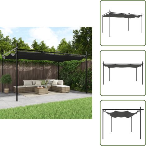 The Living Store Pérgola con cubierta retráctil gris antracita 395x292x230 cm - Sombra al aire libre