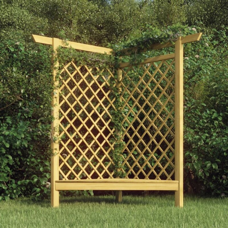The Living Store - Pergola d'angle avec banc 166x81x174 cm Bois de pin imprégné Vert