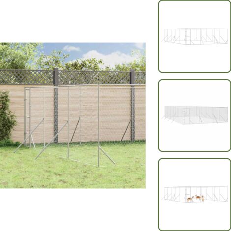 The Living Store Perrera de exterior acero galvanizado plateado 6x10x2 m - Perrera exterior