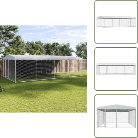 The Living Store Perrera de exterior con techo 7,6x3,8x2,3 m - Caseta para perros