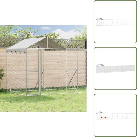 The Living Store Perrera de exterior con techo acero galvanizado plata 14x2x2,5m - Perrera exterior