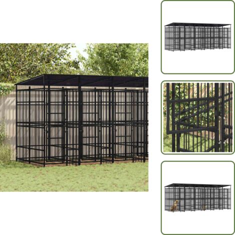 The Living Store Perrera de exterior con techo de acero 11,06 m² - Caseta para perros