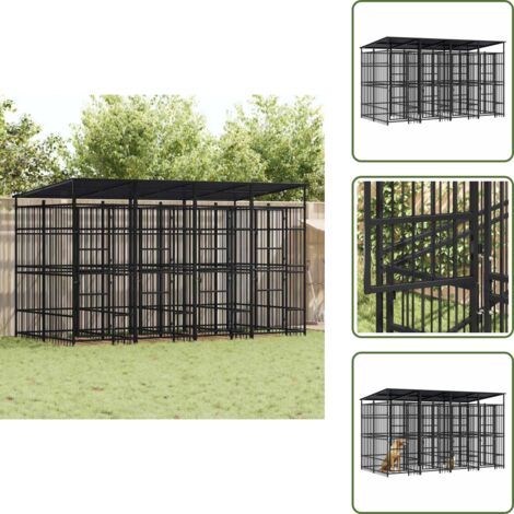 The Living Store Perrera de exterior con techo de acero 7,37 m² - Caseta para perros