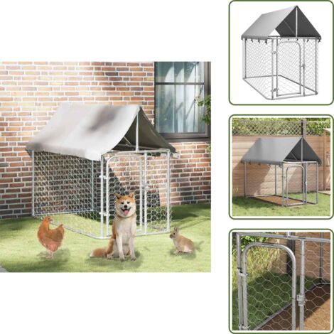 The Living Store Perrera de exterior con tejado 200x100x150 cm - Casa para perros